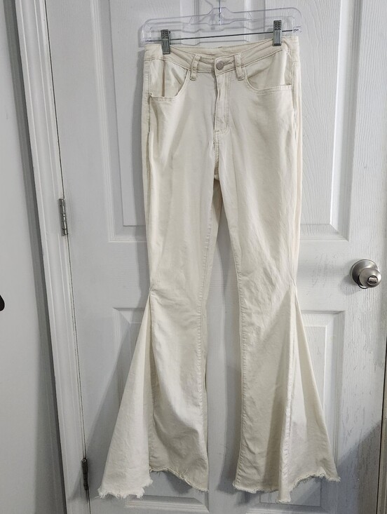 Altar'd State Pants - Altar'd state khaki bell bottoms size medium y2k hippie stretch Grunge Raw Hem